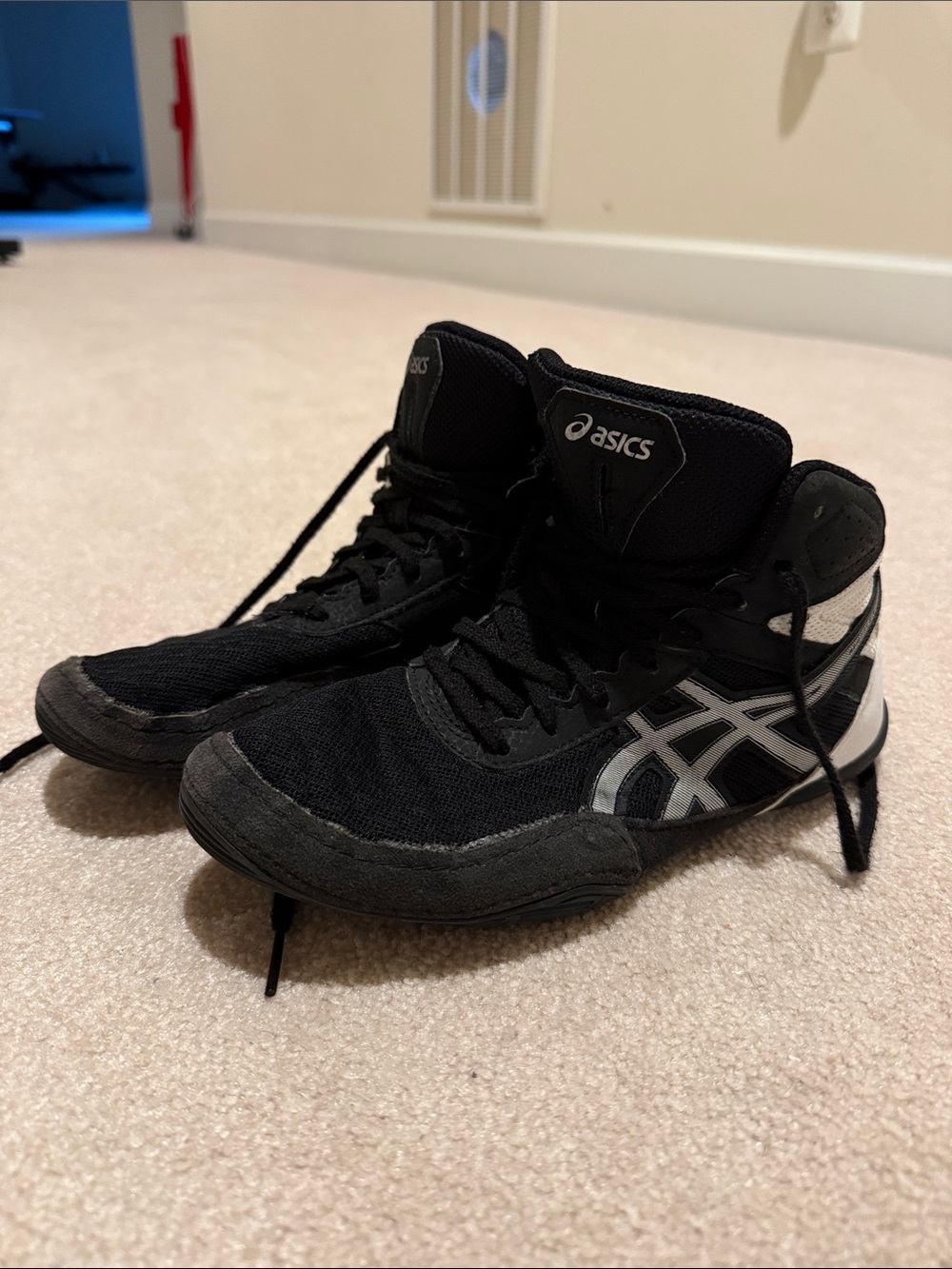 Asics Black and Silver Wrestling High-Tops